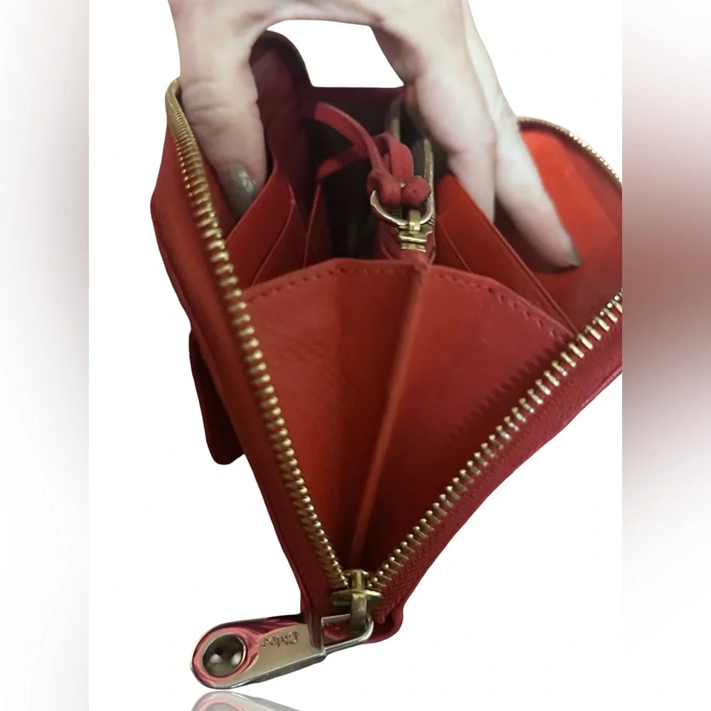 Chloe Wallet ❤️ COA Lily Ribbon Wallet in Bright Red Soft Pebbled Leather